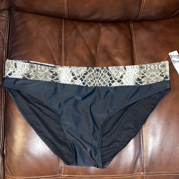 Jaclyn Smith Black and Gray Bikini With Gold Accents Size 20 - Picture 1 of 7
